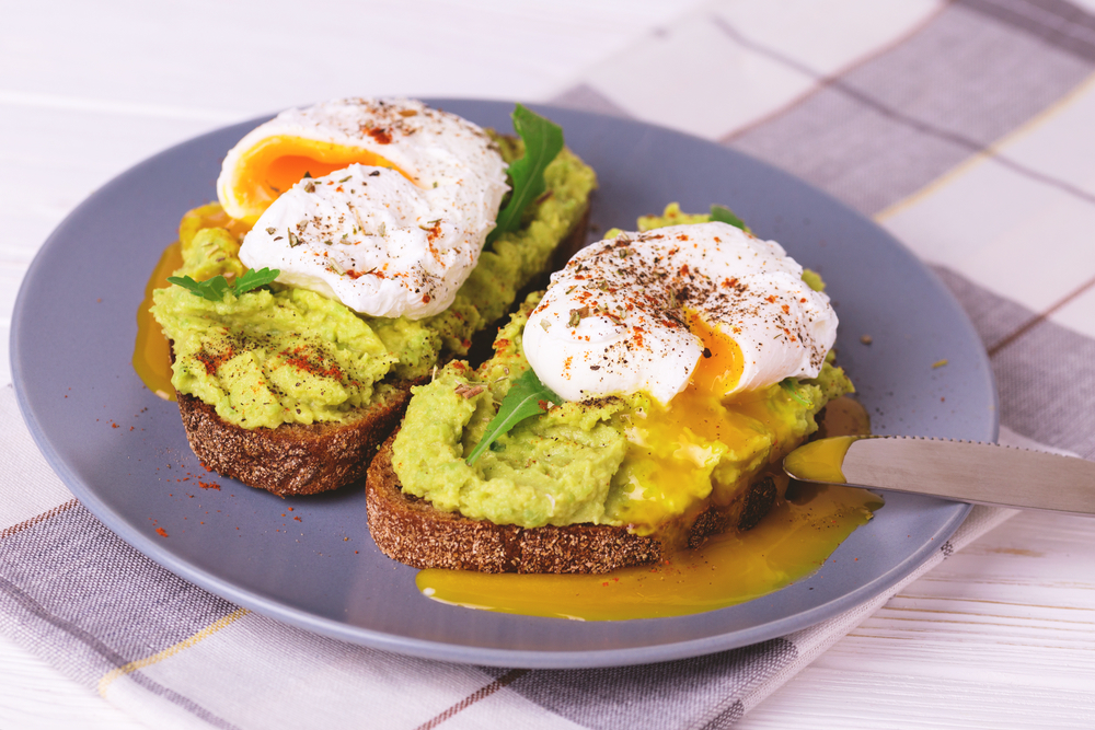 Photo of avocado toast with poached eggs. Maybe you could afford this if you took our free Personal Finance course for transcribers.